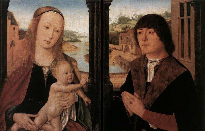 unknow artist Diptych with a Man at Prayer before the Virgin and Child France oil painting art